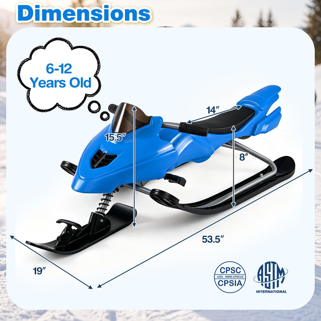 Snow Racer Sled with Brakes, Steering Handle, Tow Ropes I441547