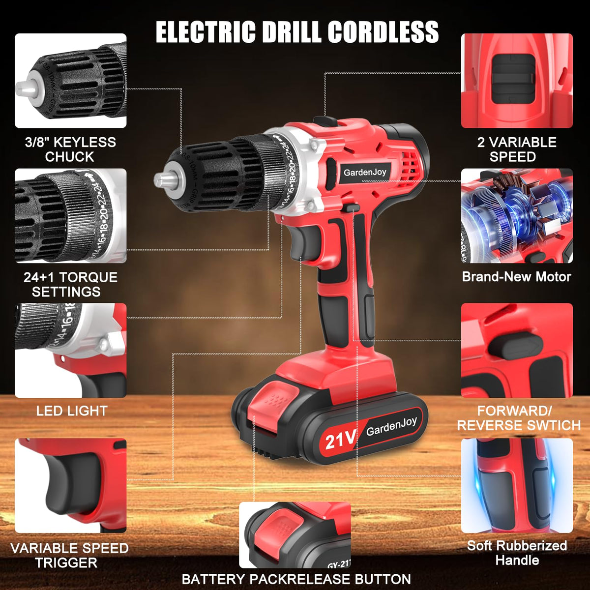 20v Cordless Drill Set with Charger 3/8" Keyless Chuck C14485