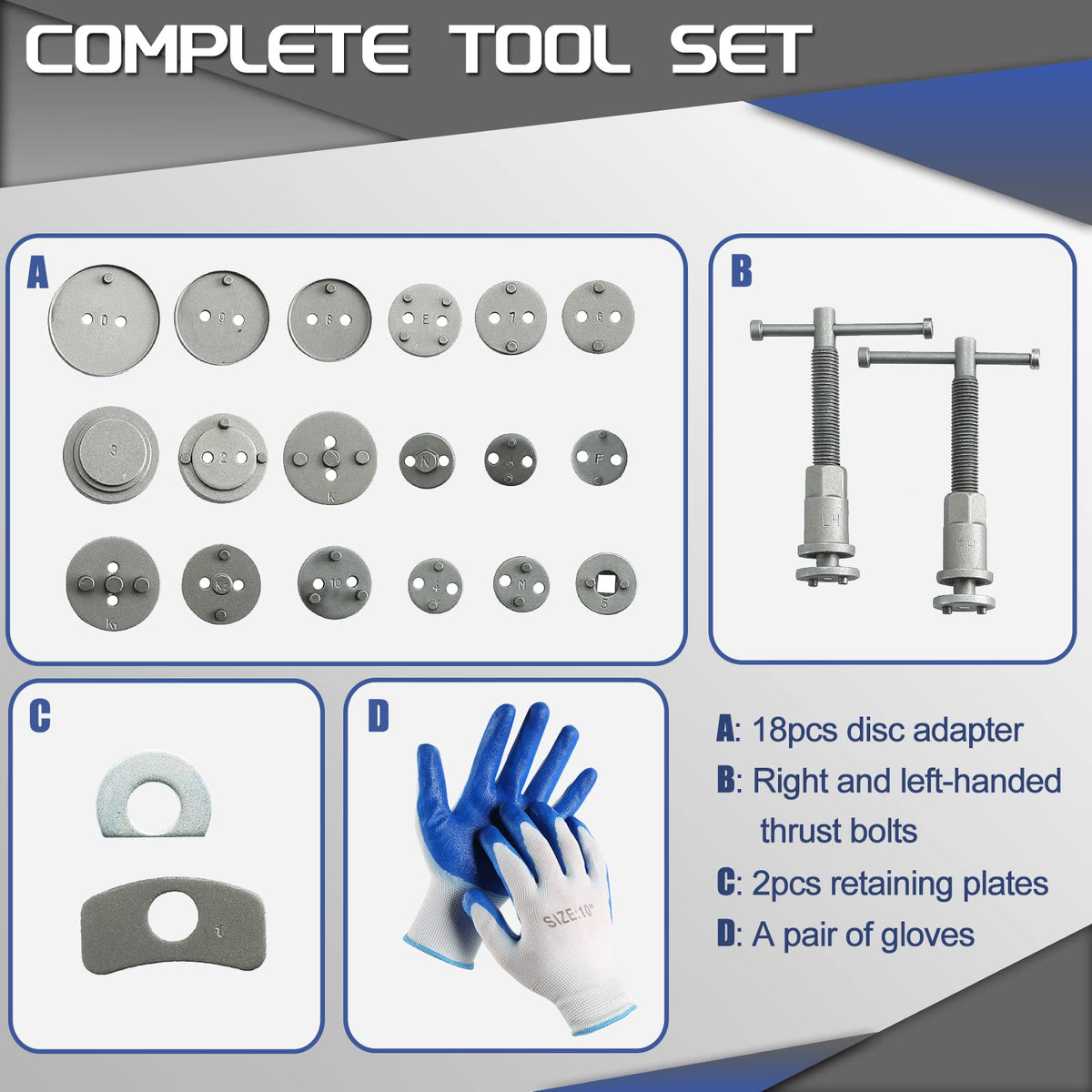 23pcs Heavy Duty Disc Brake Caliper Tool Set and Wind Back Kit C279