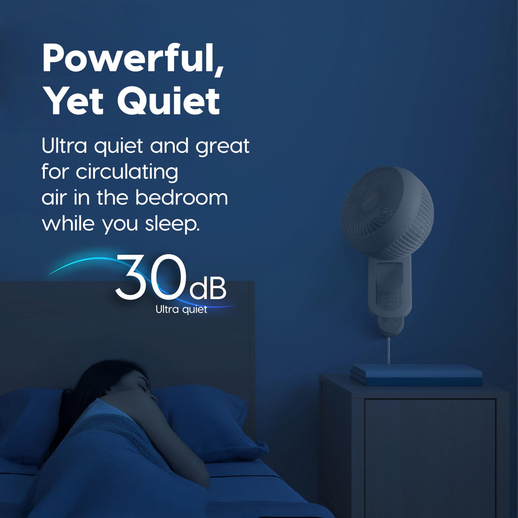 Wall Mount Fan with Remote, 360° Oscillation, 3 Speeds, White C57050