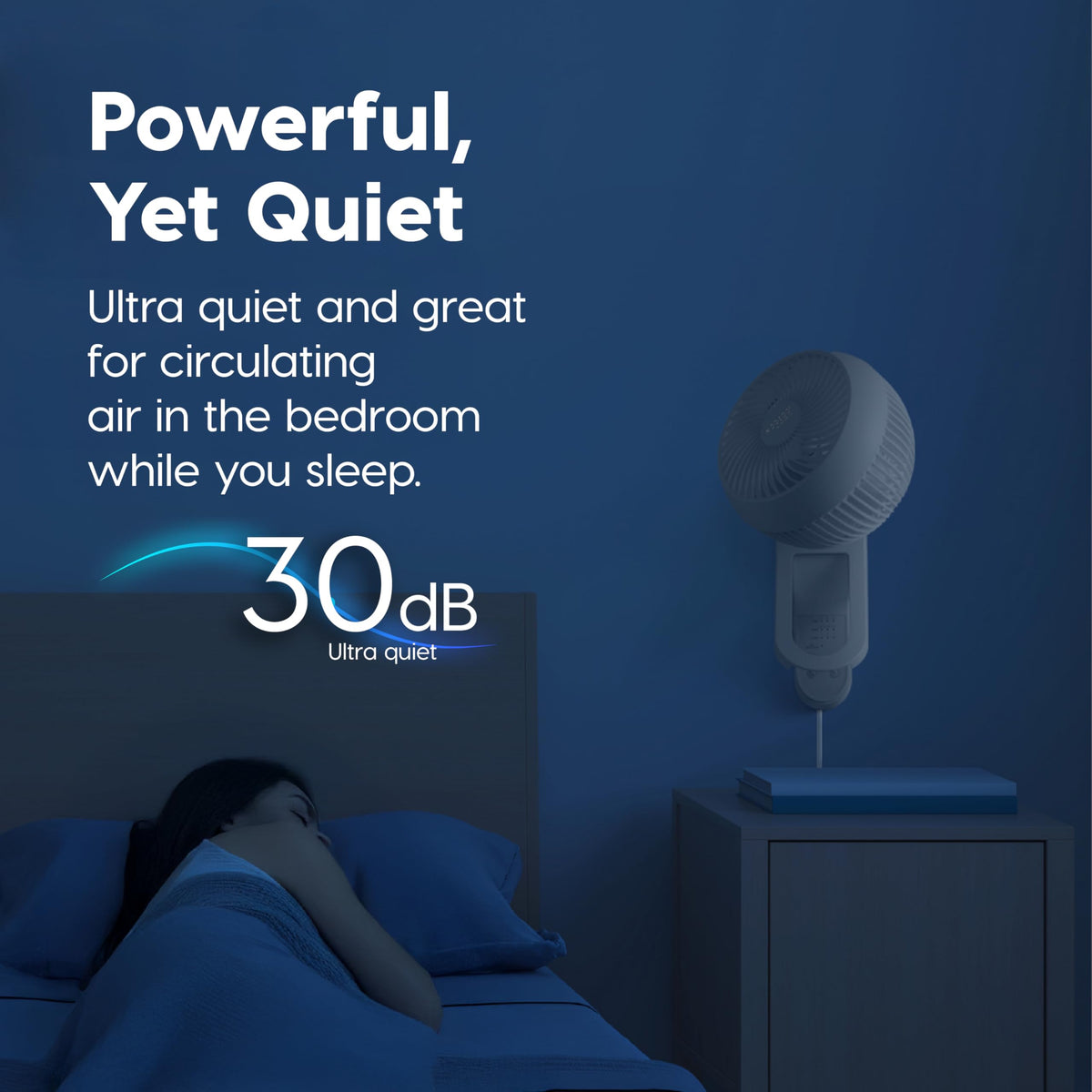 Wall Mount Fan with Remote, 360° Oscillation, 3 Speeds, White C57050