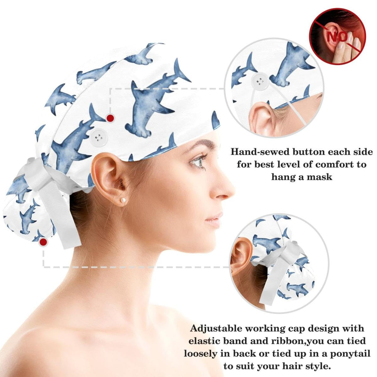 Women's Working Caps with Bow Scrunchies One Size A939743