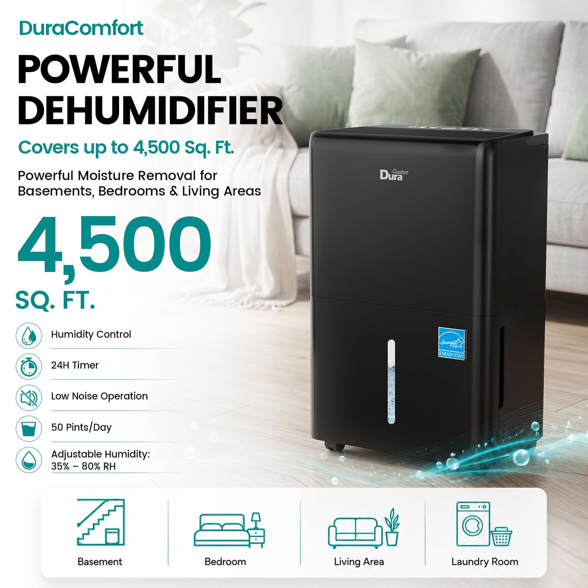 50 Pint Dehumidifier with Drain Hose C2804