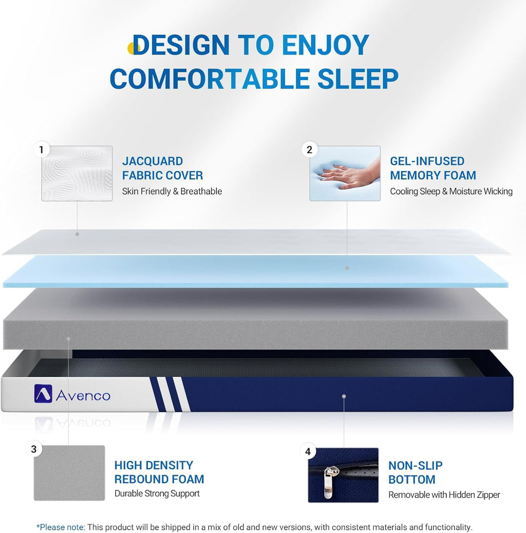 4 Inch Tri-Fold Memory Foam Mattress Topper N978838