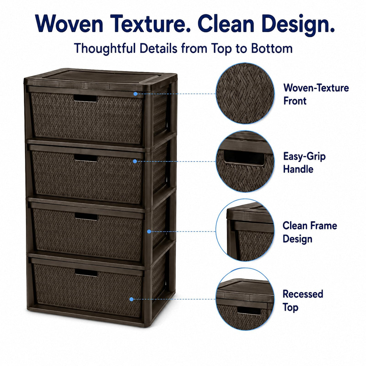 Brown 4-Drawer Plastic Storage Chest Z694509
