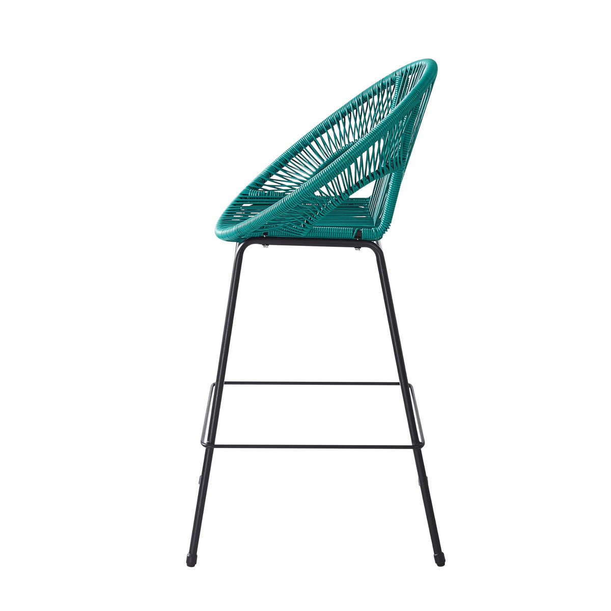 Teal Faux Wicker Outdoor Bar Stool Set of 2 P2294