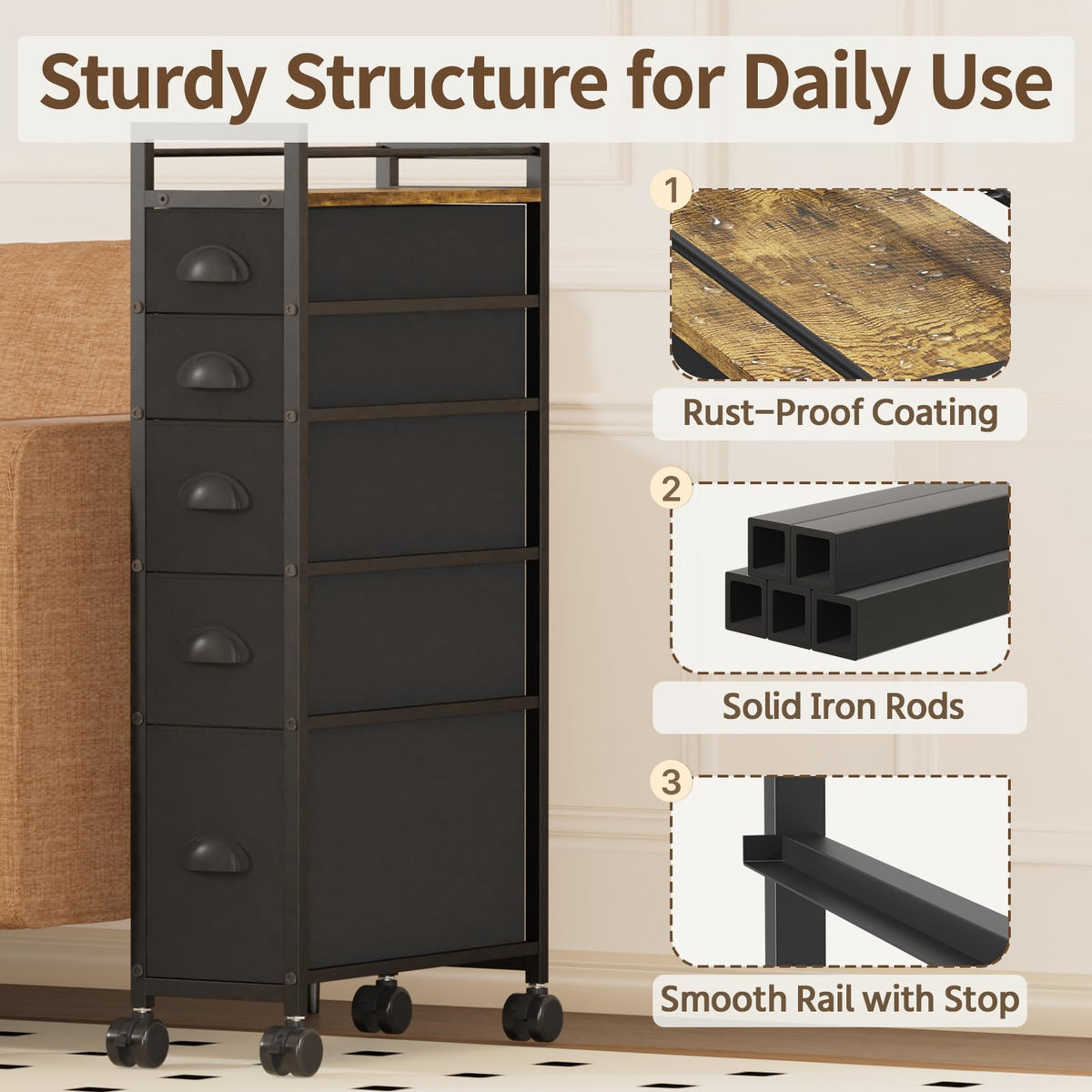 Black Narrow Storage Cabinet L27945