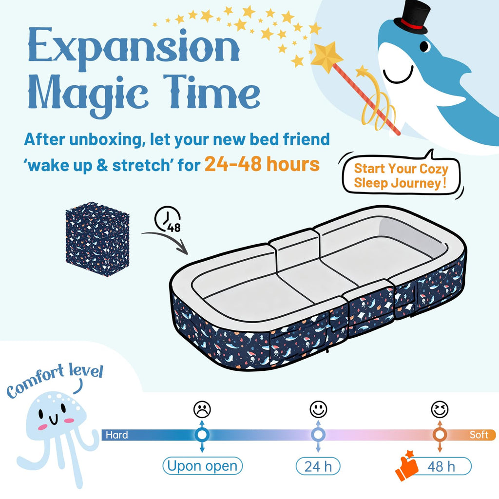 2-in-1 Foldable Toddler Travel Bed with Foam Safety Rails L98321