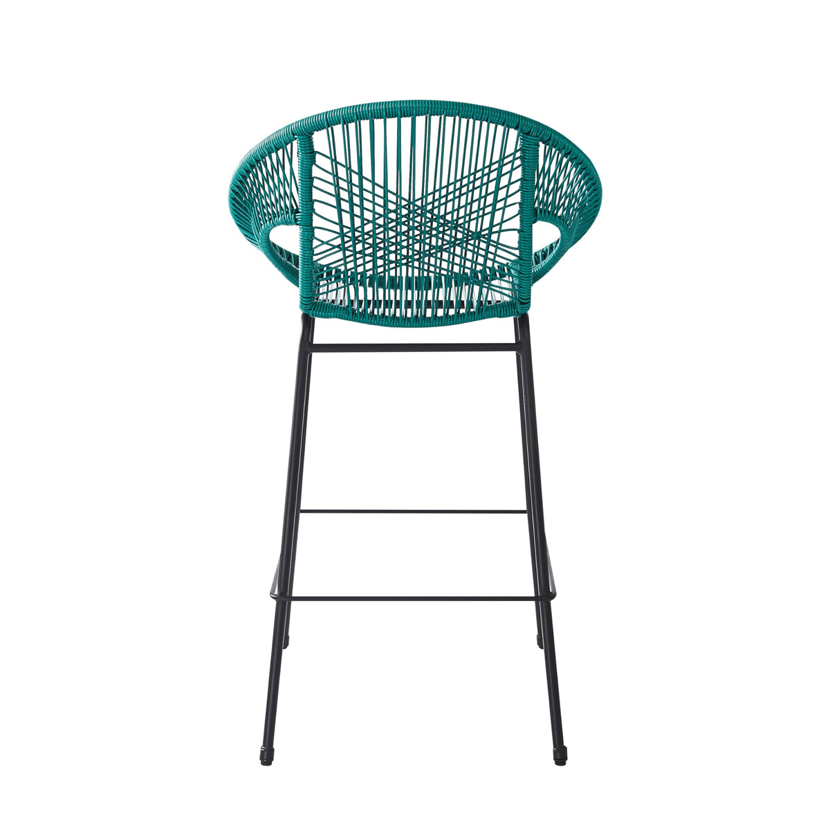 Teal Faux Wicker Outdoor Bar Stool Set of 2 P2294