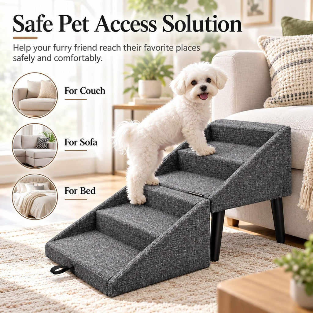 Foldable Dog Stairs Ottoman 2 in 1 Pet Steps with Storage G7656