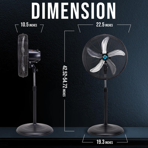 20 Inch High Velocity Oscillating Metal Pedestal Fan S637