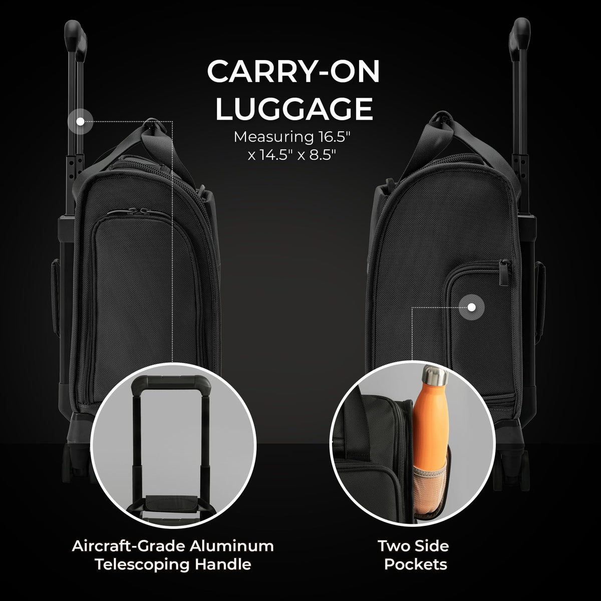 Black Softside Carry On Spinner Luggage A6214