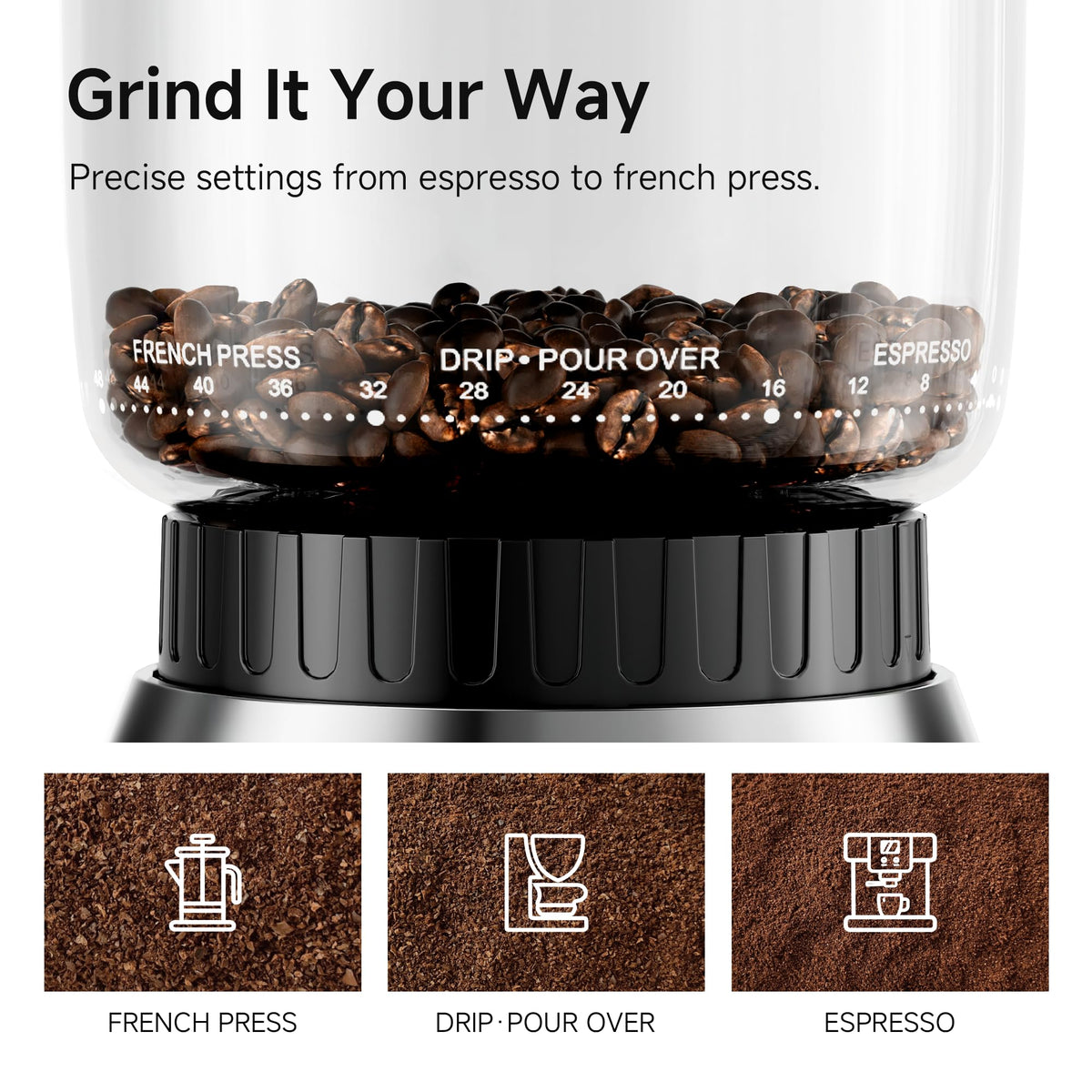 Electric Coffee Grinder with 48 Grind Settings R73728