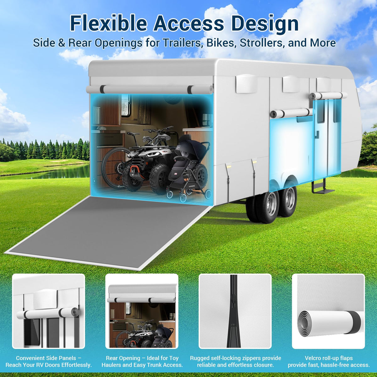 600D Oxford Fabric 30-33ft Travel Trailer Cover C8698