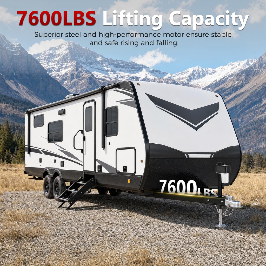Electric Trailer Jack with 2 Remote Control, IP65 Waterproof F727