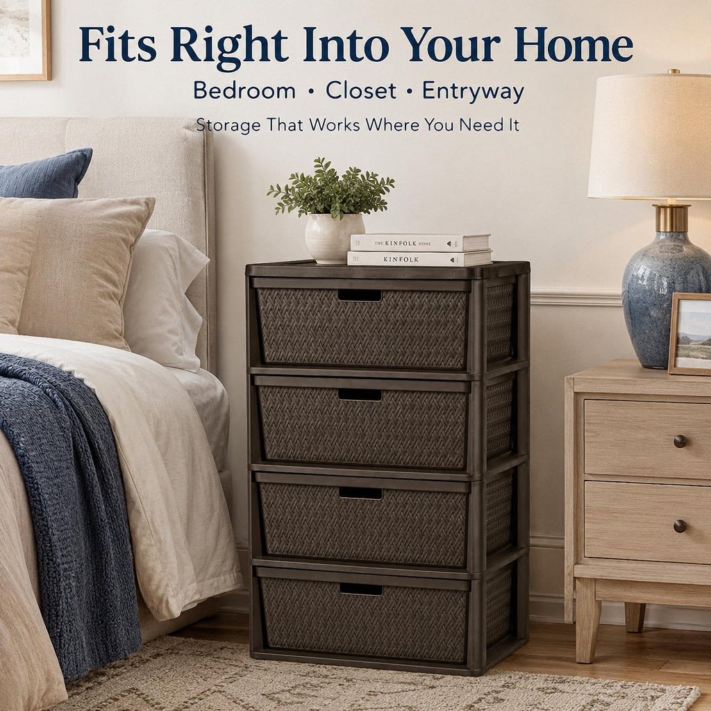 Brown 4-Drawer Plastic Storage Chest Z694509