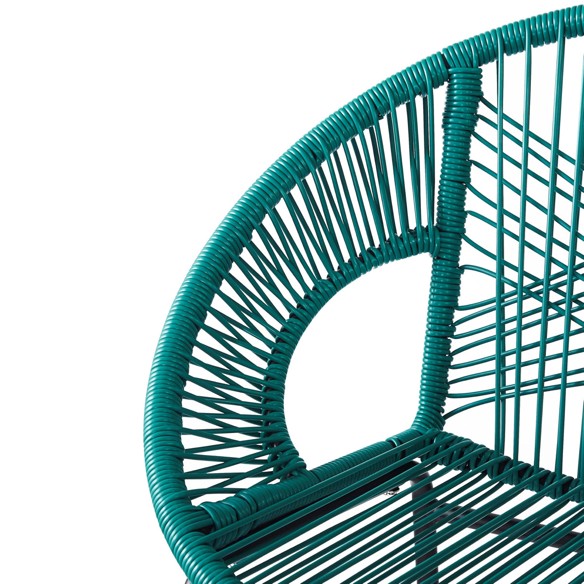 Teal Faux Wicker Outdoor Bar Stool Set of 2 P2294