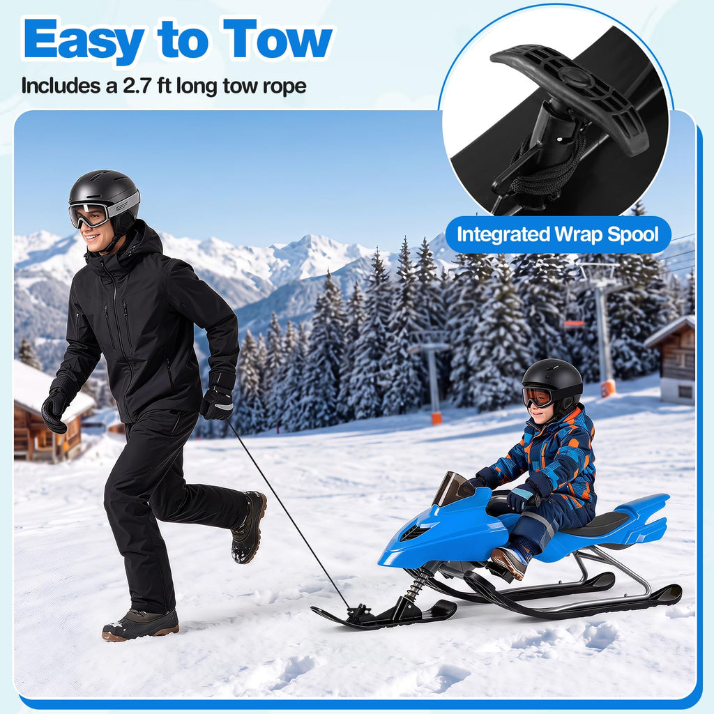 Snow Racer Sled with Brakes, Steering Handle, Tow Ropes I441547