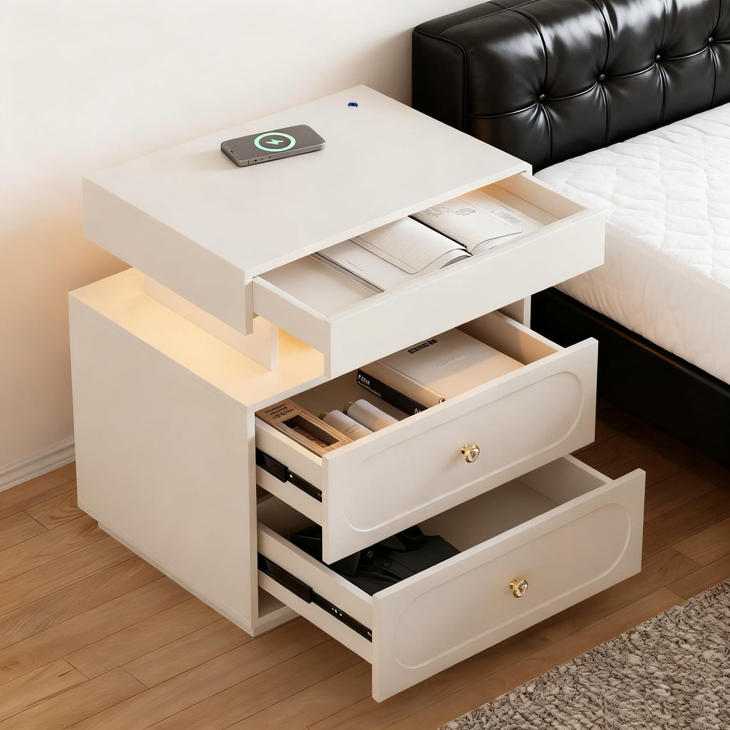 3-Drawer LED Nightstand with Light C2691