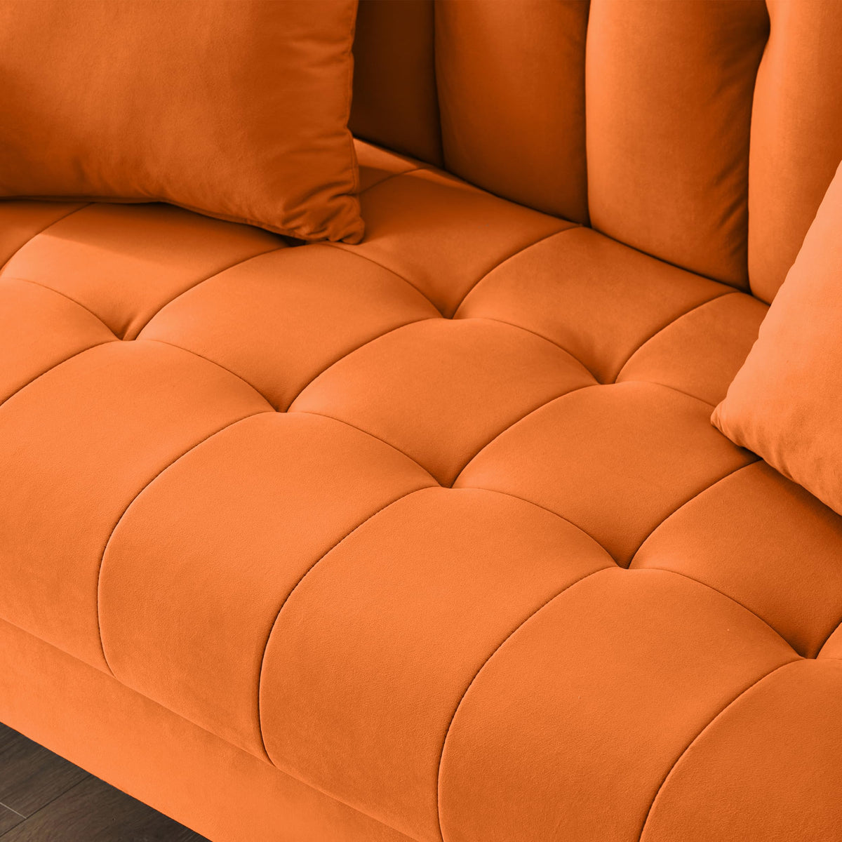 Orange Velvet Tufted Loveseat Sofa M96740