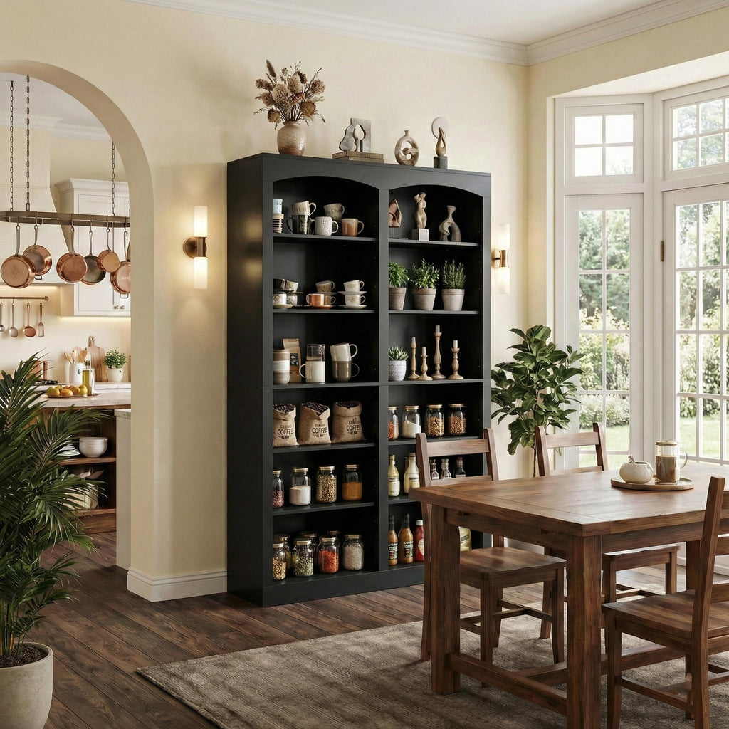 71" Tall Black 12-Tier Wood Bookcase X370480