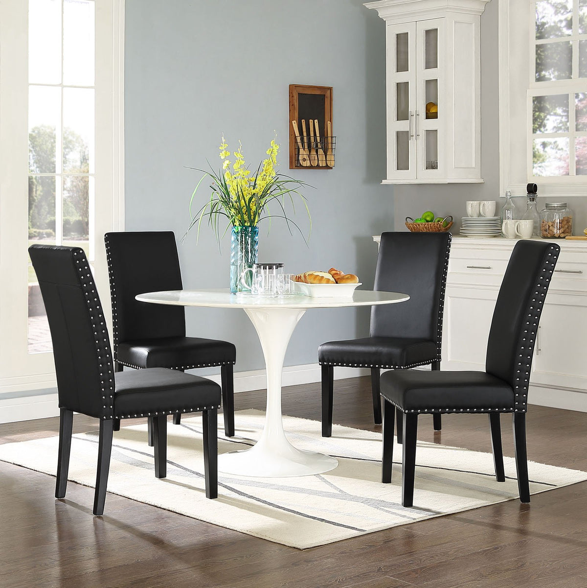 Black Faux Leather Dining Chair O2700