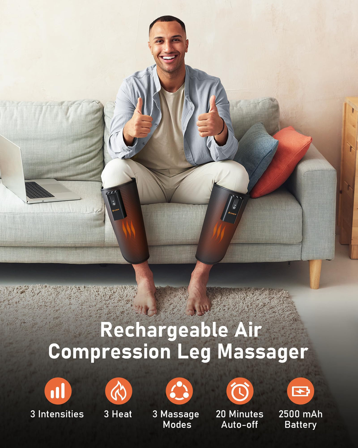 Cordless Calf Massager with Heat and Compression E47958