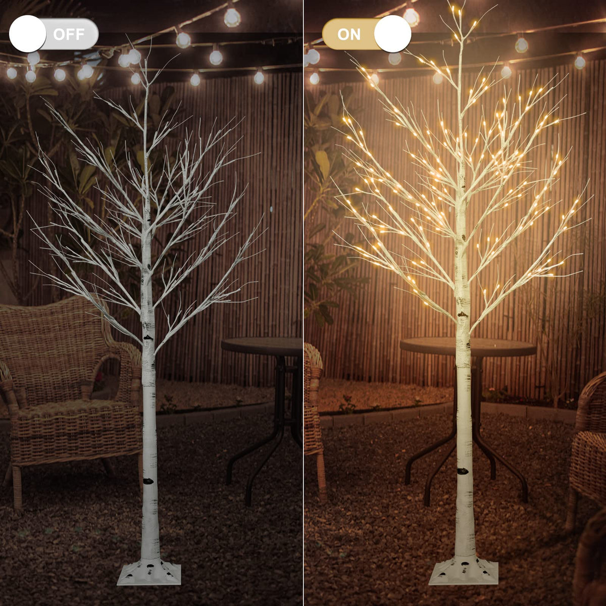 6FT Lighted Birch Tree with 160 LEDs Warm White Lights C639504