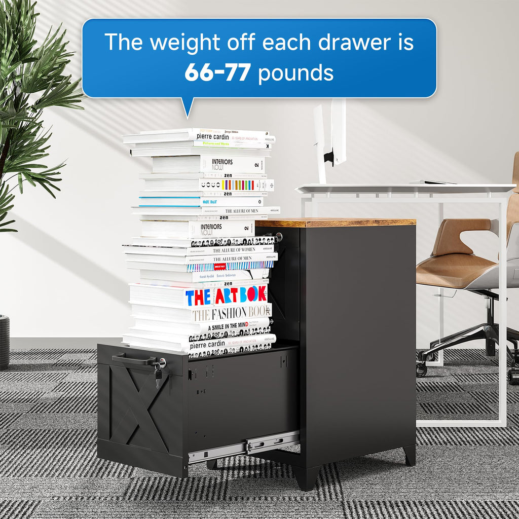 Black 2 Drawer Steel File Cabinet with Lock F776
