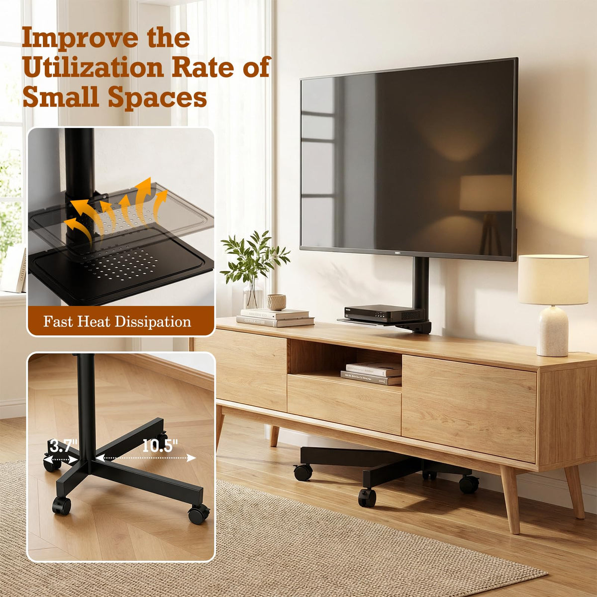 Rolling TV Stand with Wheels for 23-60 Inch Flat Curved TVs E414951
