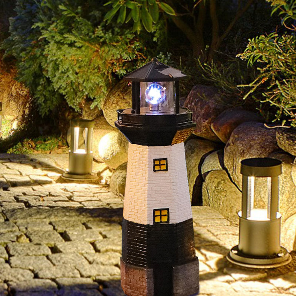 Solar Powered Lighthouse Garden Light with Rotating Beacon N44942
