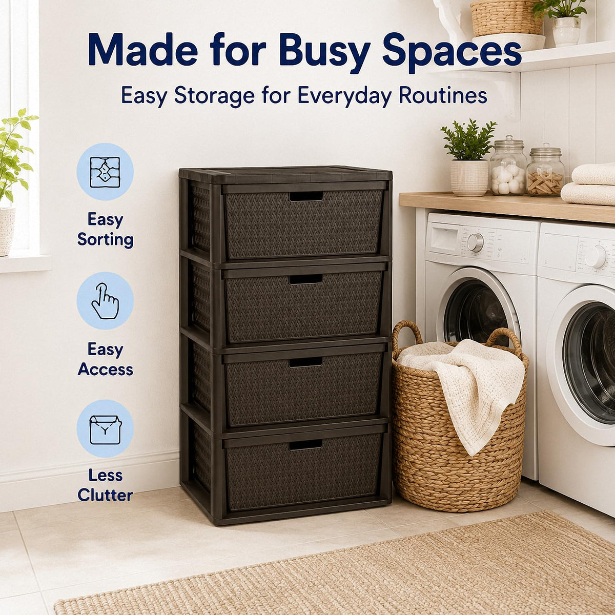 Brown 4-Drawer Plastic Storage Chest Z694509