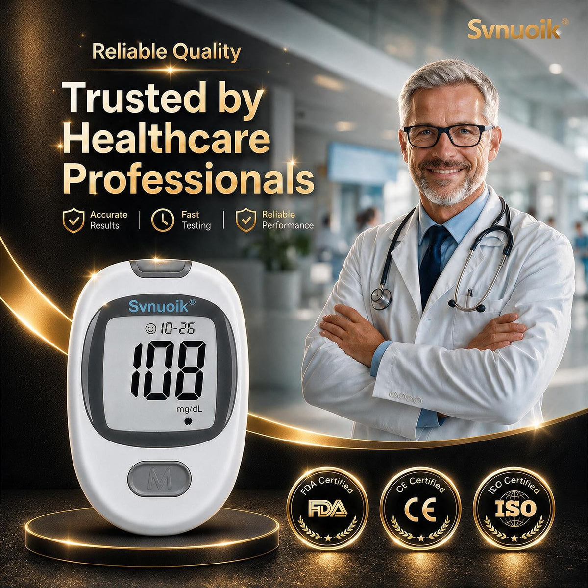 Blood Glucose Monitor Kit with 100 Strips & Lancets M461839
