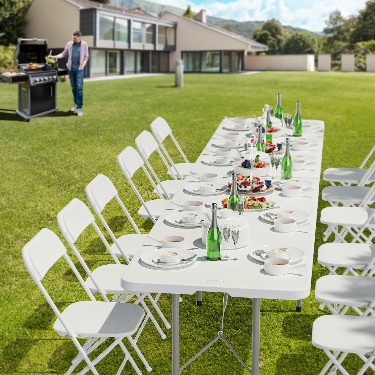 6 Foot White Plastic Folding Table with Carrying Handle Z99695