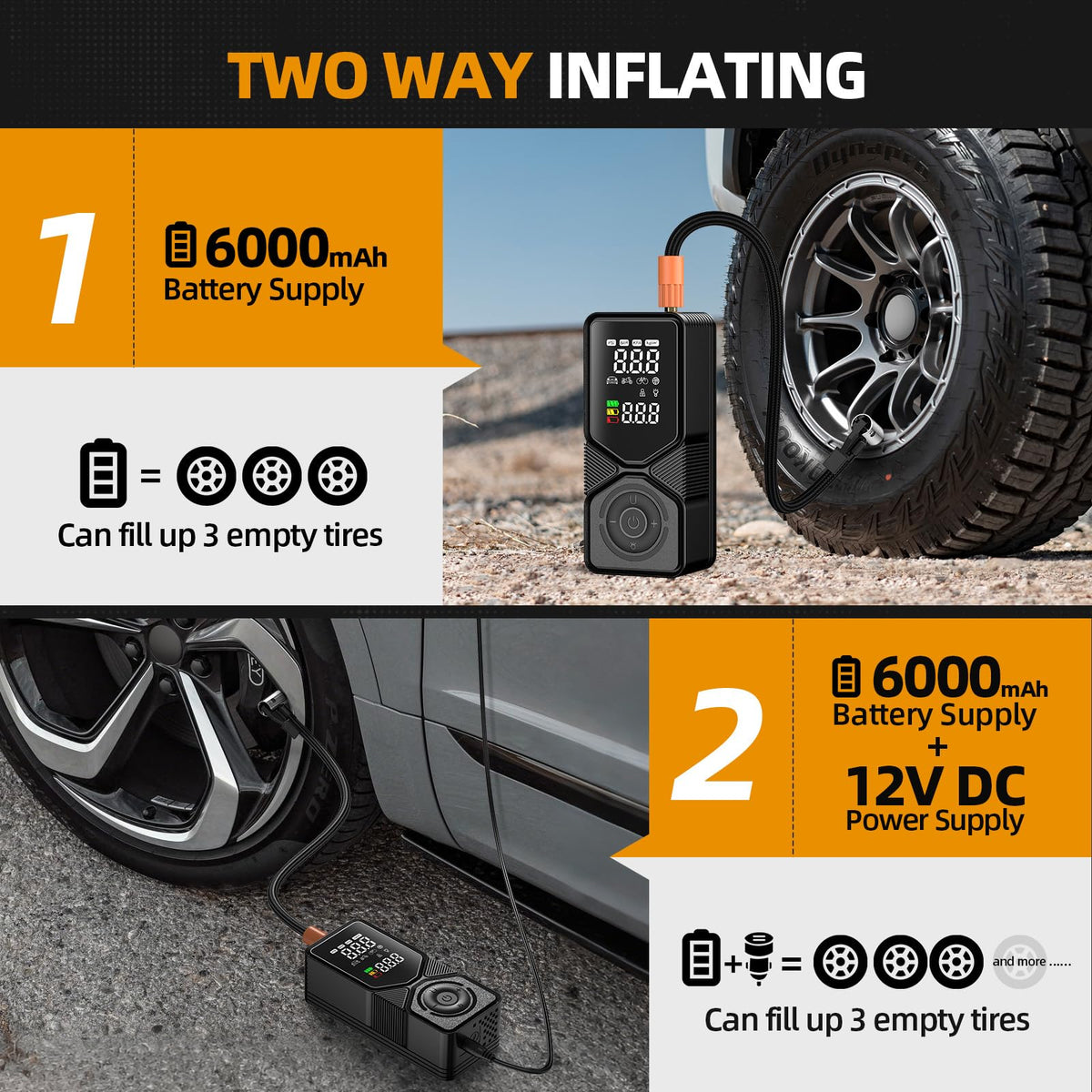 Portable Air Compressor 150PSI Cordless Tire Inflator D83412