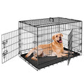 42 Inch Folding Metal Dog Crate with Tray and Handle X882757