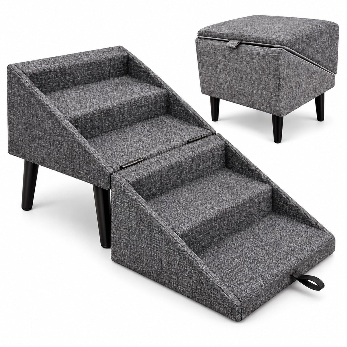 Foldable Dog Stairs Ottoman 2 in 1 Pet Steps with Storage G7656