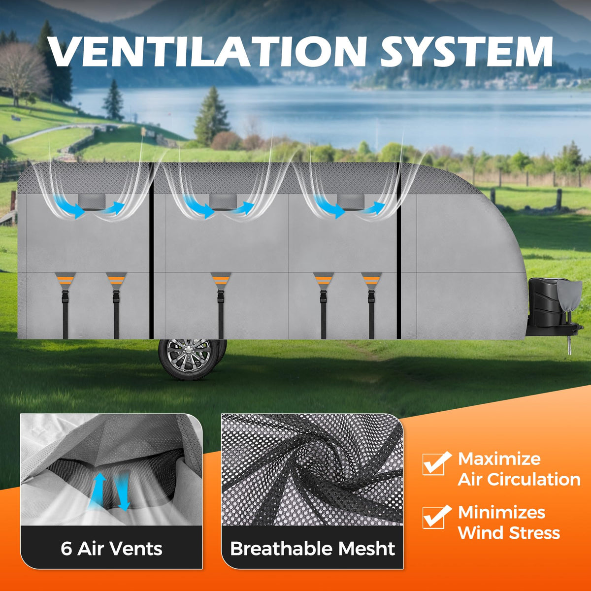 30-33FT 9 Layers Waterproof Travel Trailer RV Cover C6259