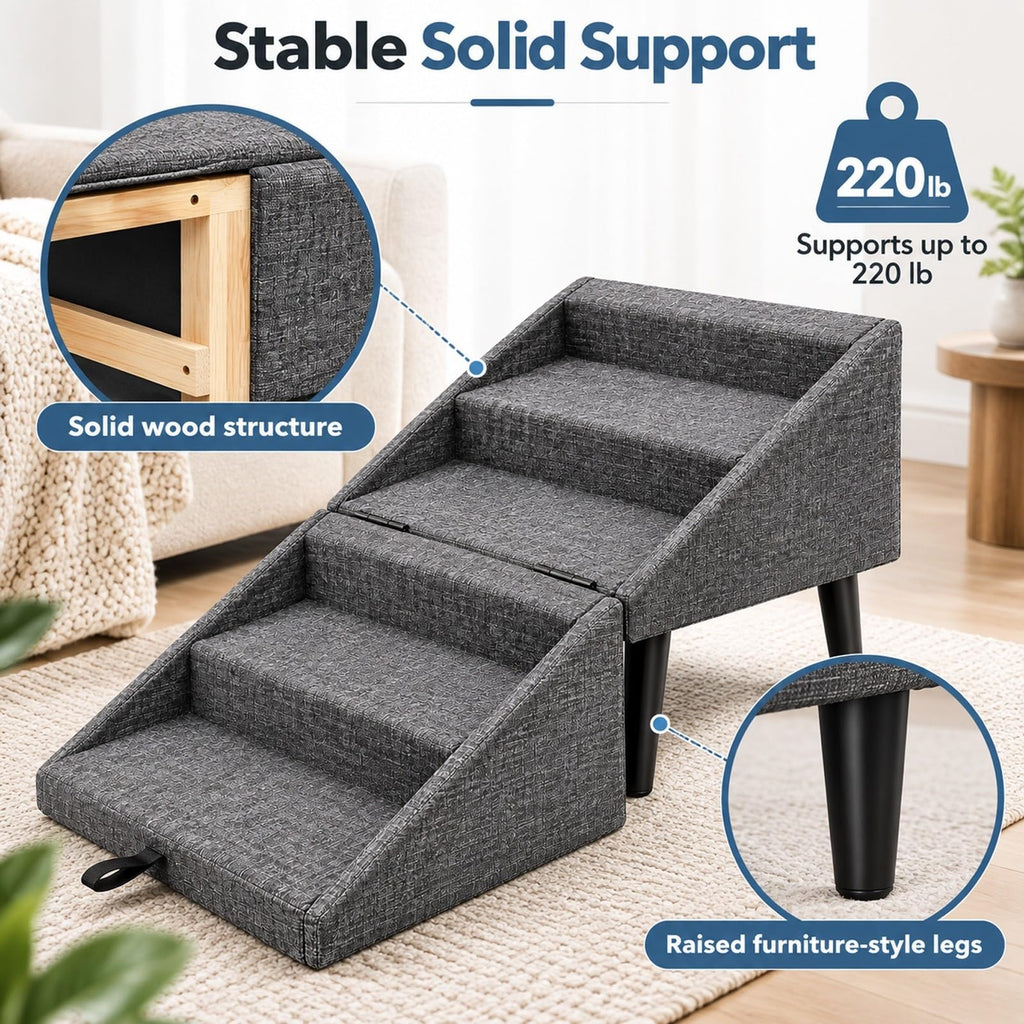 Foldable Dog Stairs Ottoman 2 in 1 Pet Steps with Storage G7656