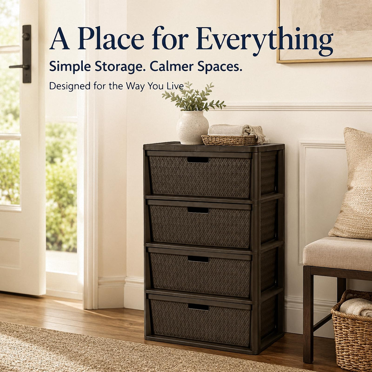 Brown 4-Drawer Plastic Storage Chest Z694509