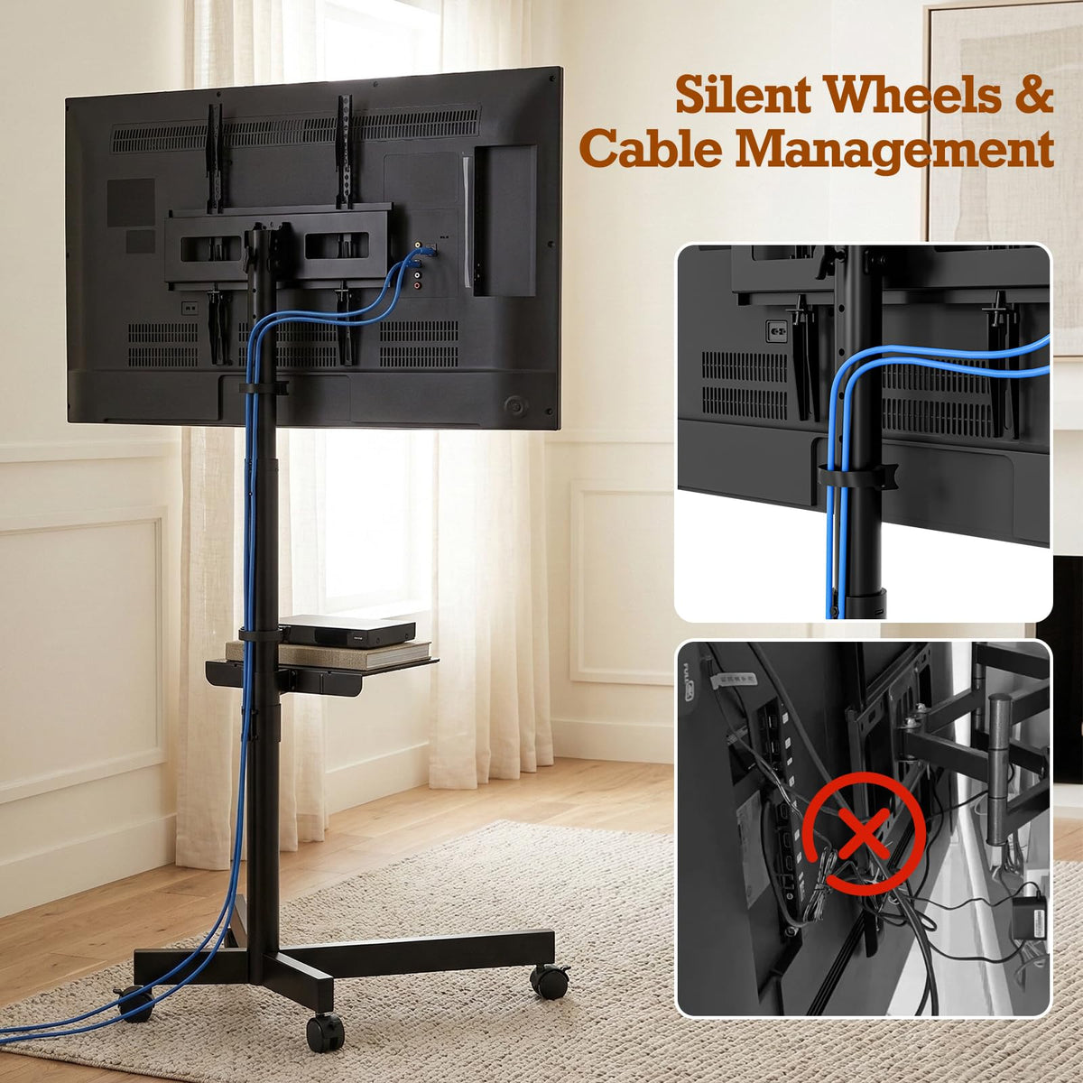 Rolling TV Stand with Wheels for 23-60 Inch Flat Curved TVs E414951