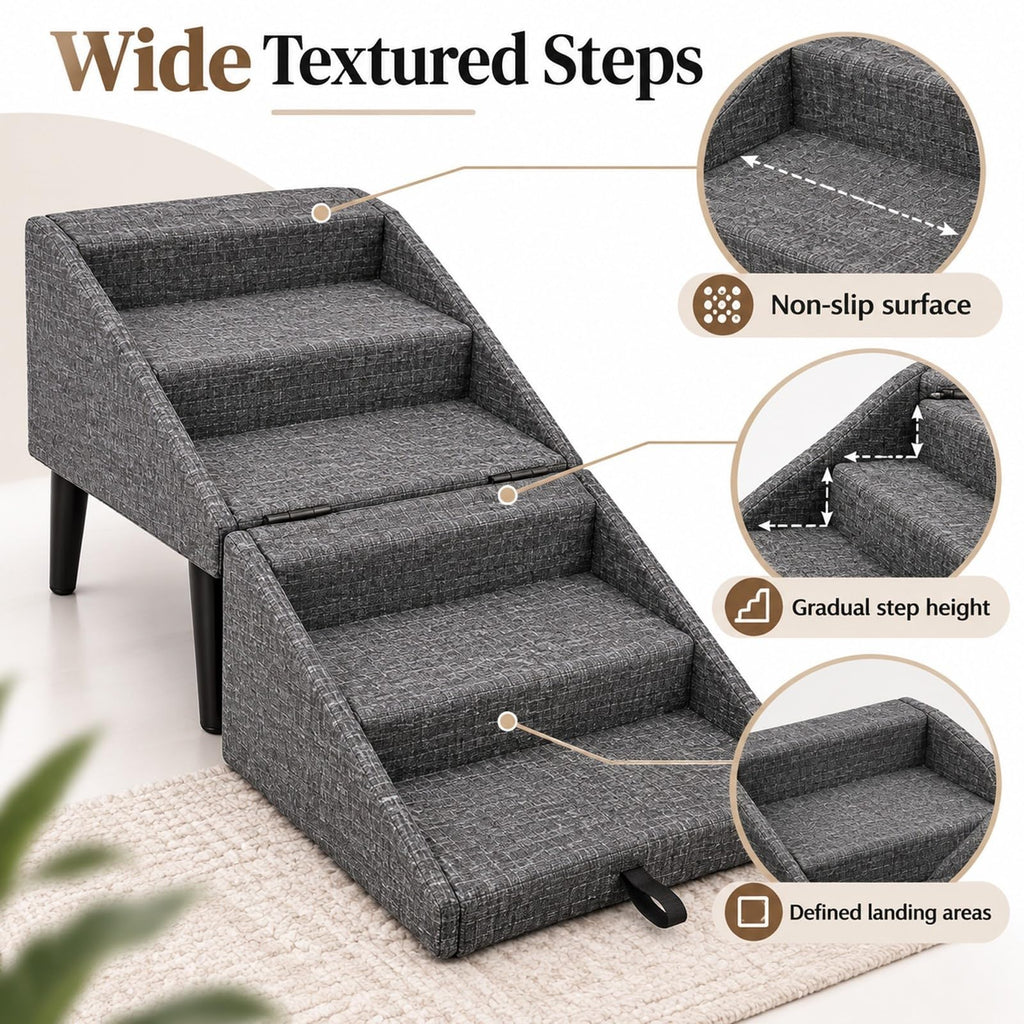 Foldable Dog Stairs Ottoman 2 in 1 Pet Steps with Storage G7656