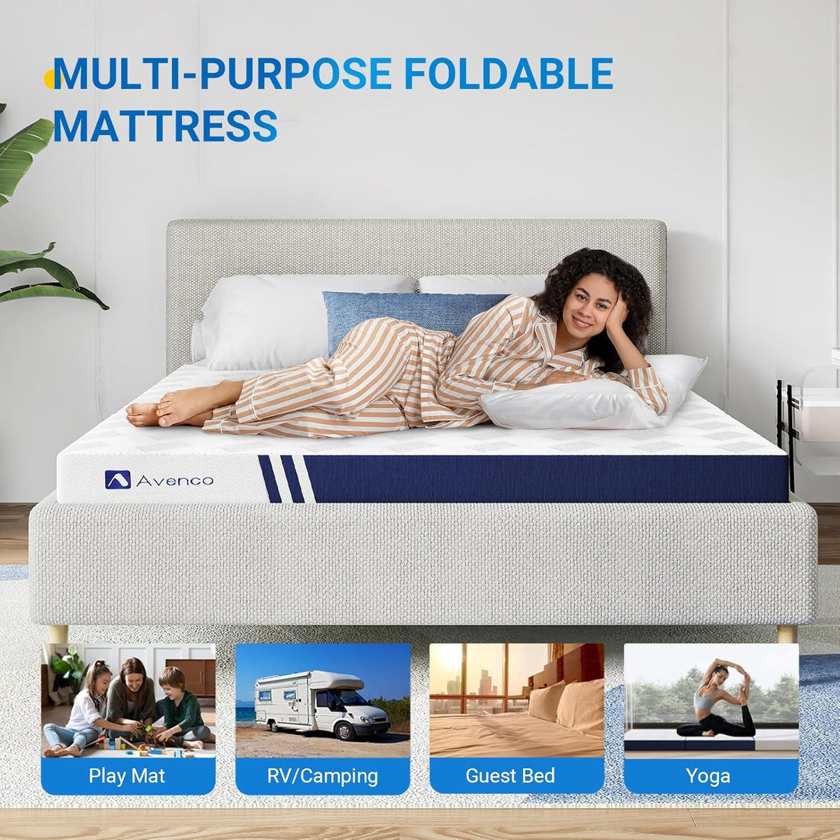 4 Inch Tri-Fold Memory Foam Mattress Topper N978838