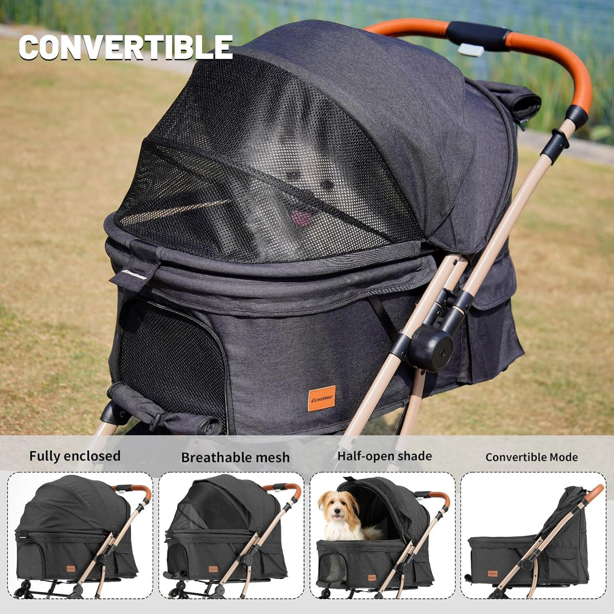 4-Wheel Pet Stroller with Reversible Handle C714477