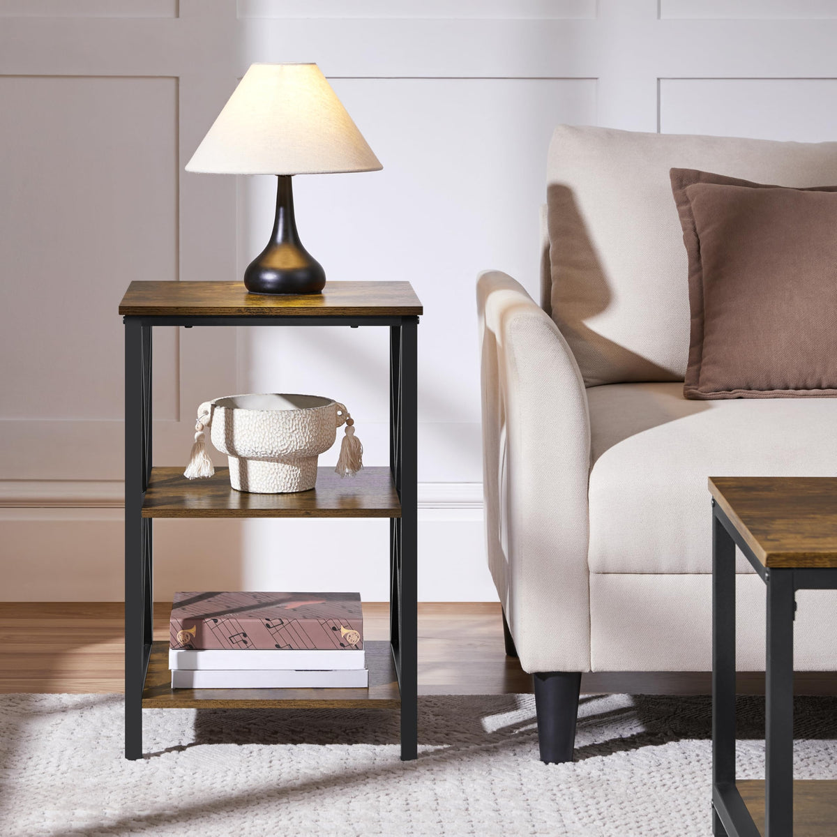 Rustic 3-Tier End Tables Set of 2 P4360