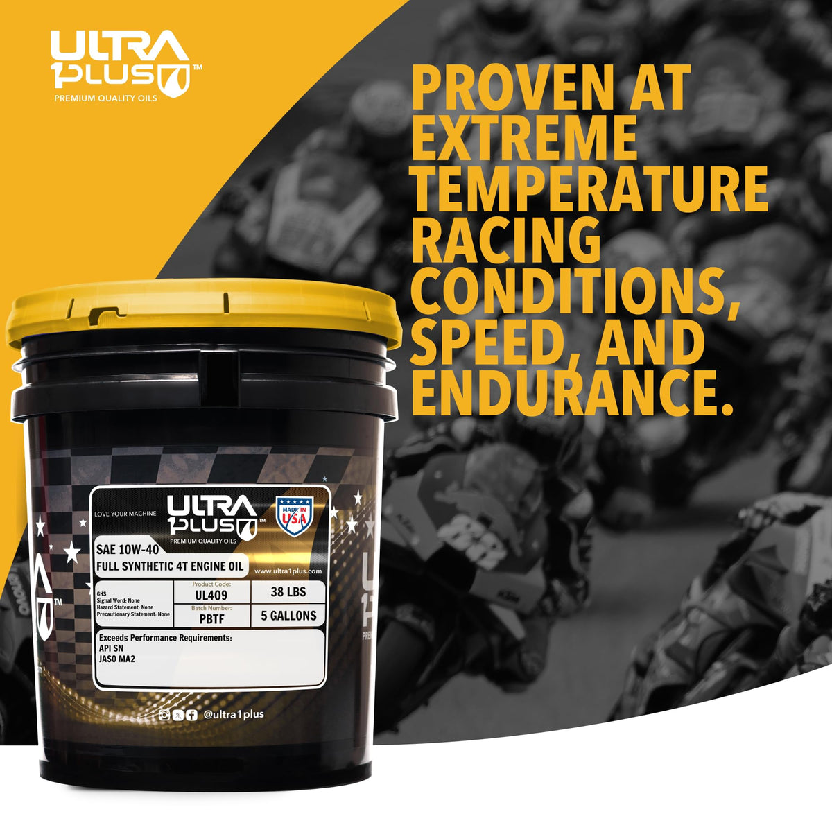 10W-40 Full Synthetic Motorcycle Oil 5 Gallon Pail K2336