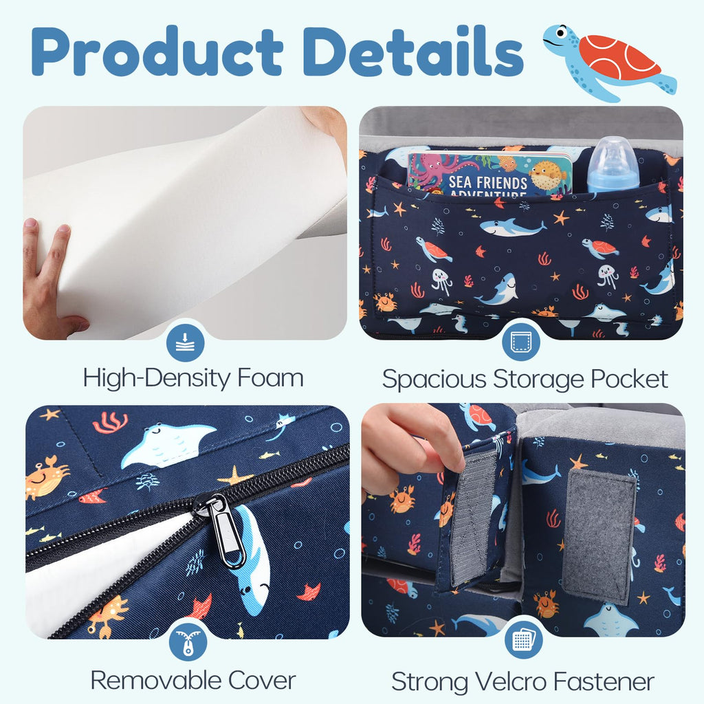 2-in-1 Foldable Toddler Travel Bed with Foam Safety Rails L98321