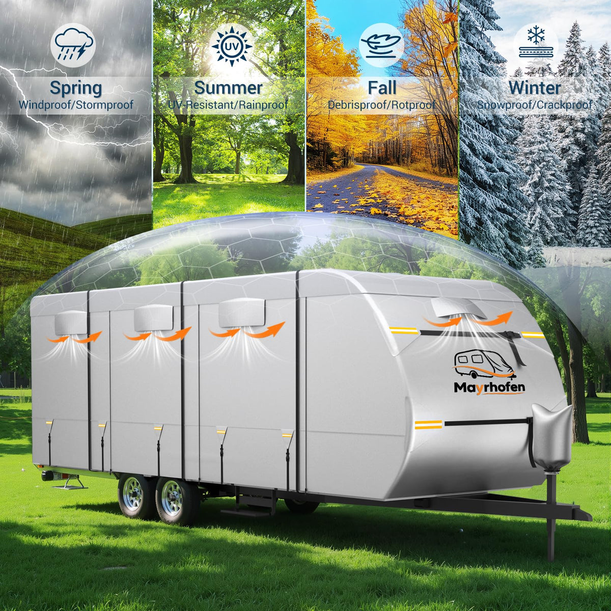 600D Oxford Fabric 30-33ft Travel Trailer Cover C8698