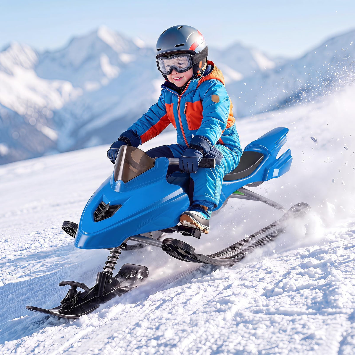 Snow Racer Sled with Brakes, Steering Handle, Tow Ropes I441547