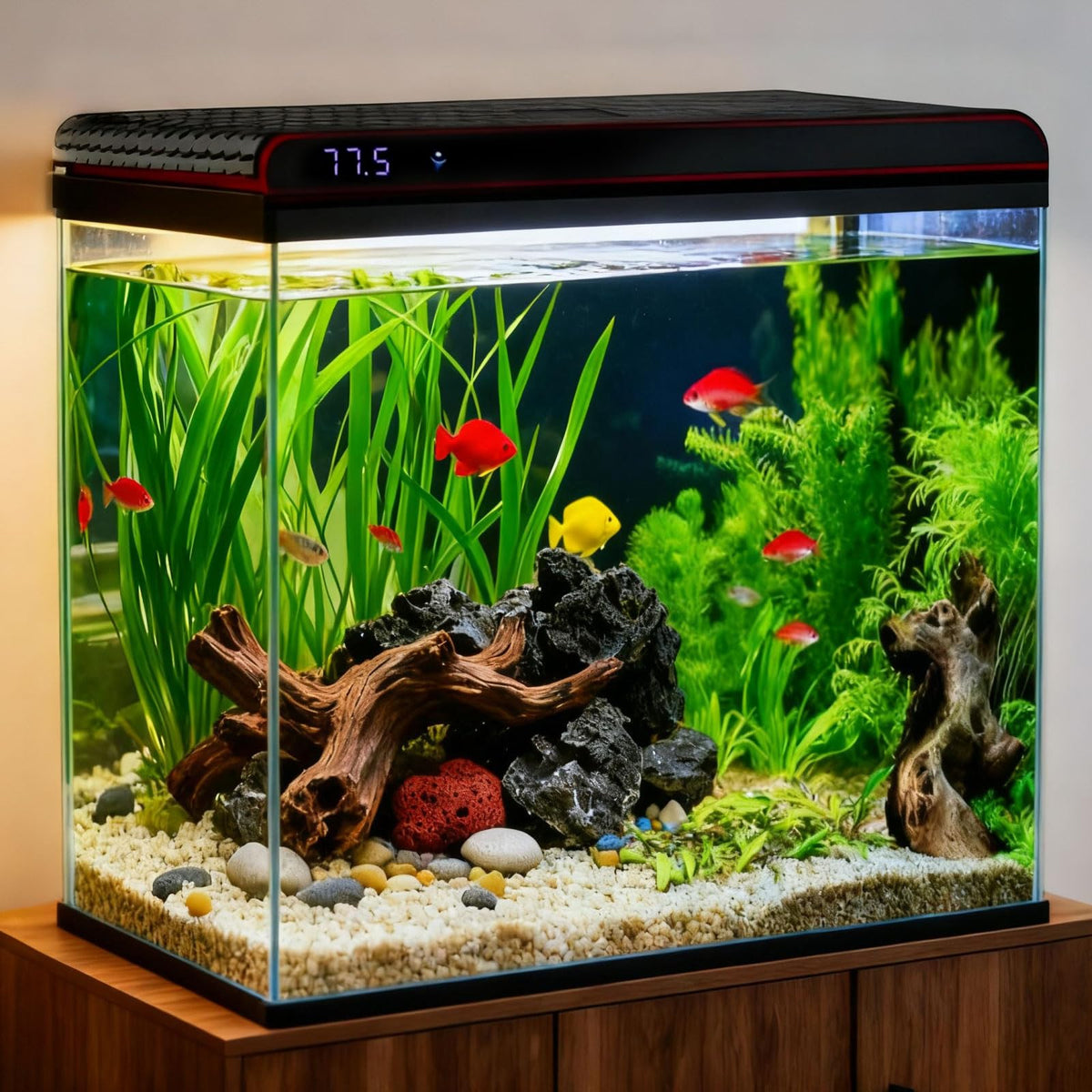 20 Gallon Glass Fish Tank Aquarium Starter Kit with LED Lights Filter Pump Y900870